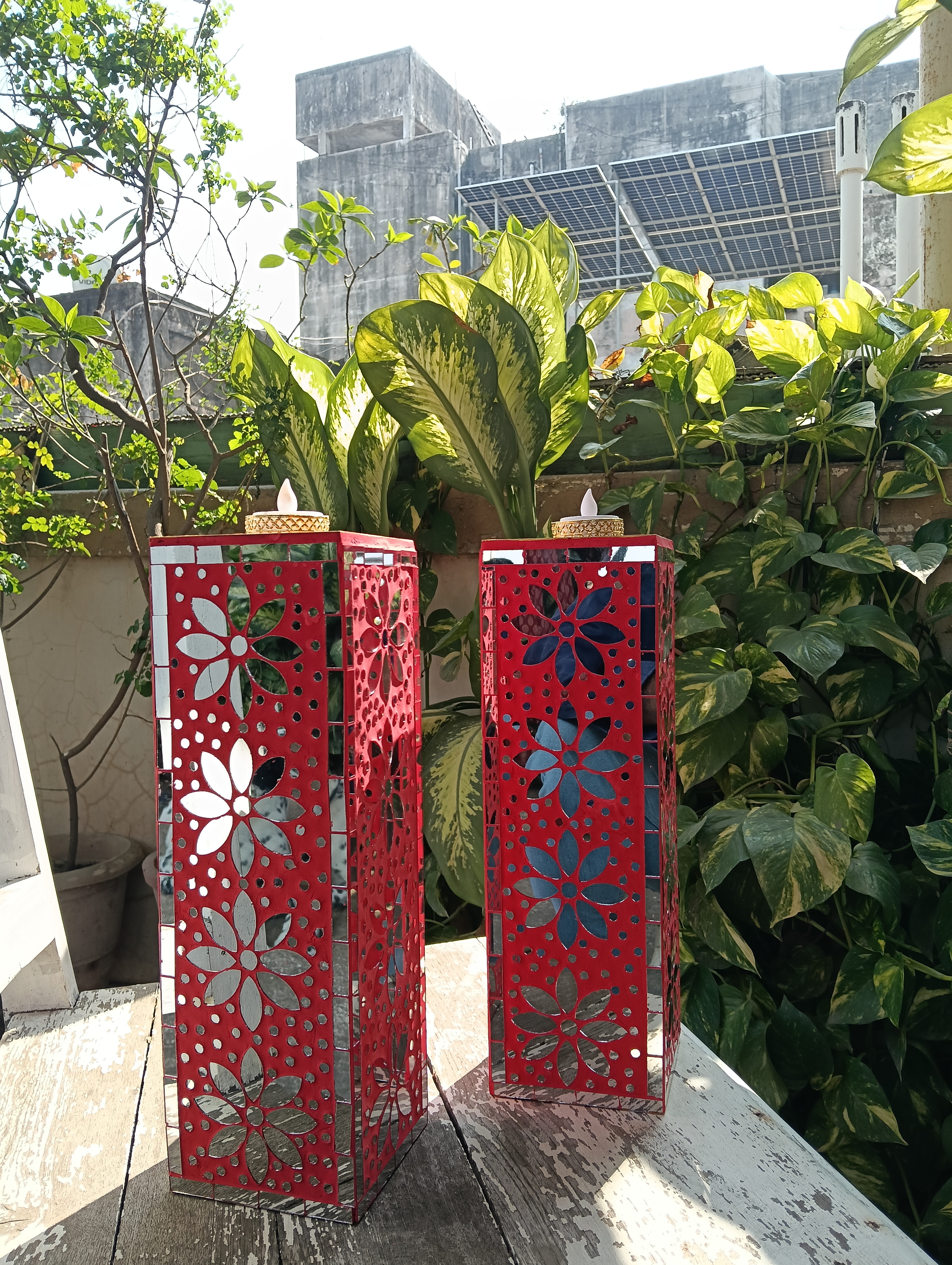 Red Floral Candle Pillars — Candle & Divo by Ekaiva