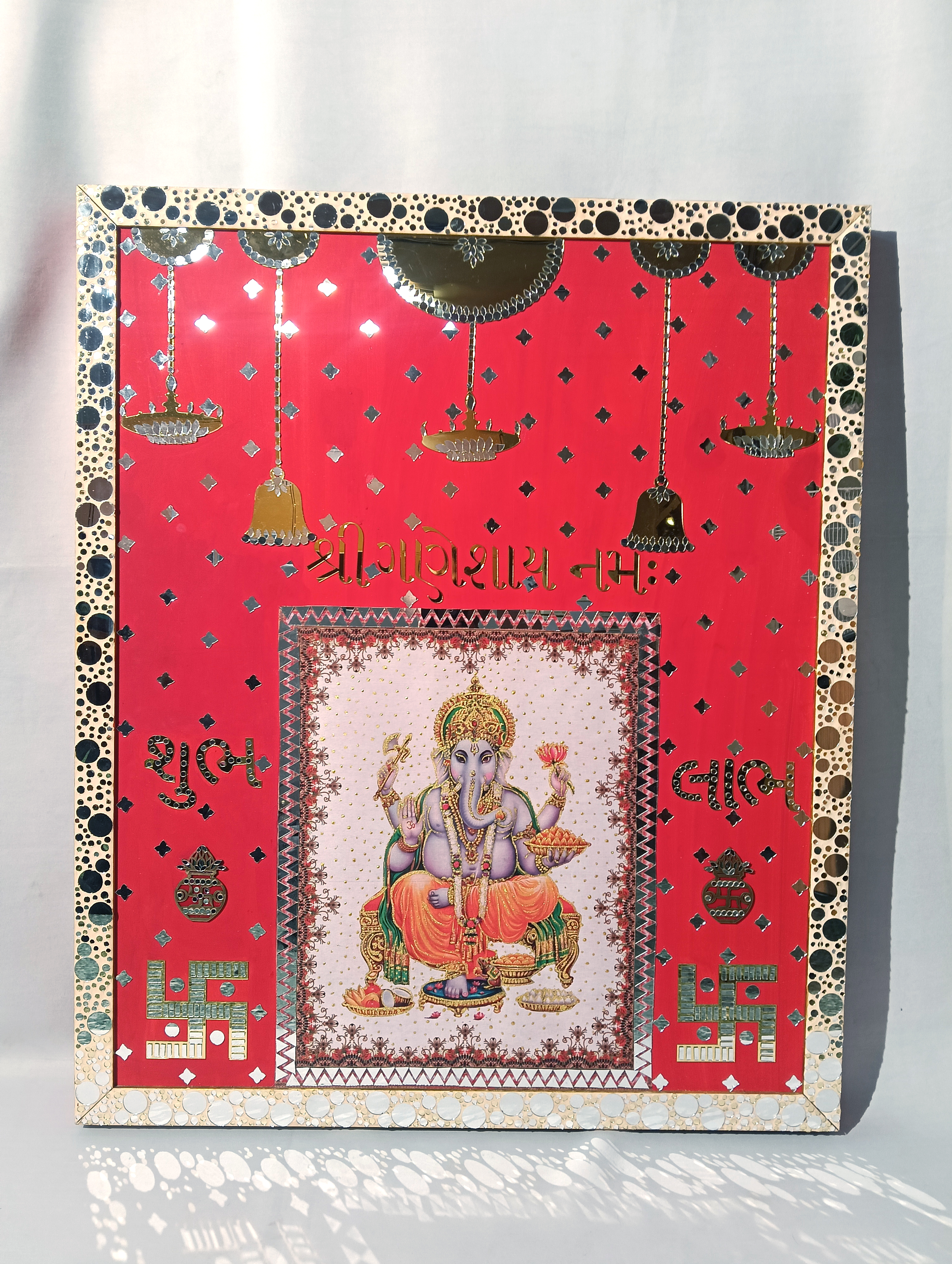 Ganeshji Red Wall Panel — Devotional by Ekaiva