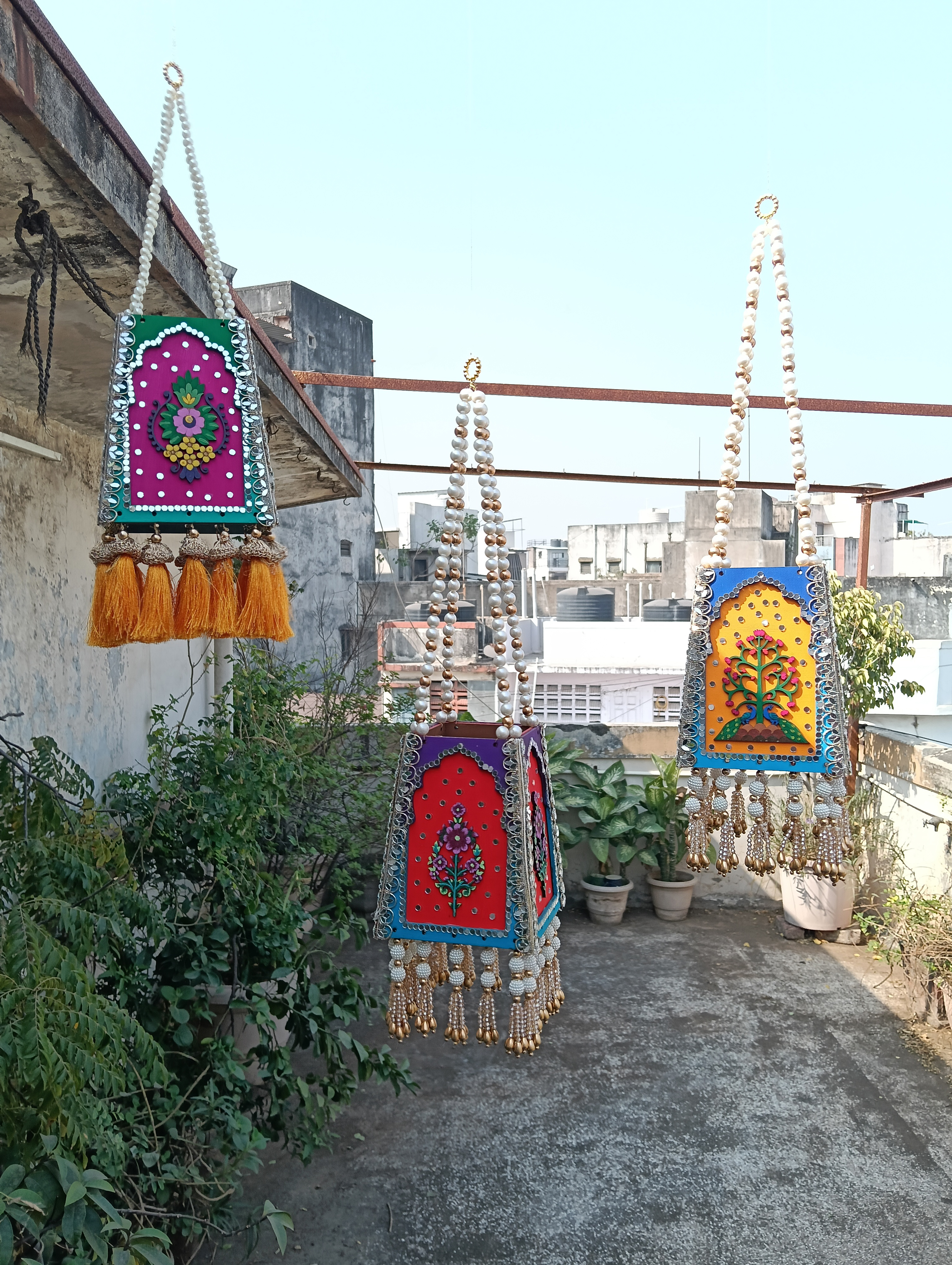 Floral Hanging Panel Trio — Hanging by Ekaiva