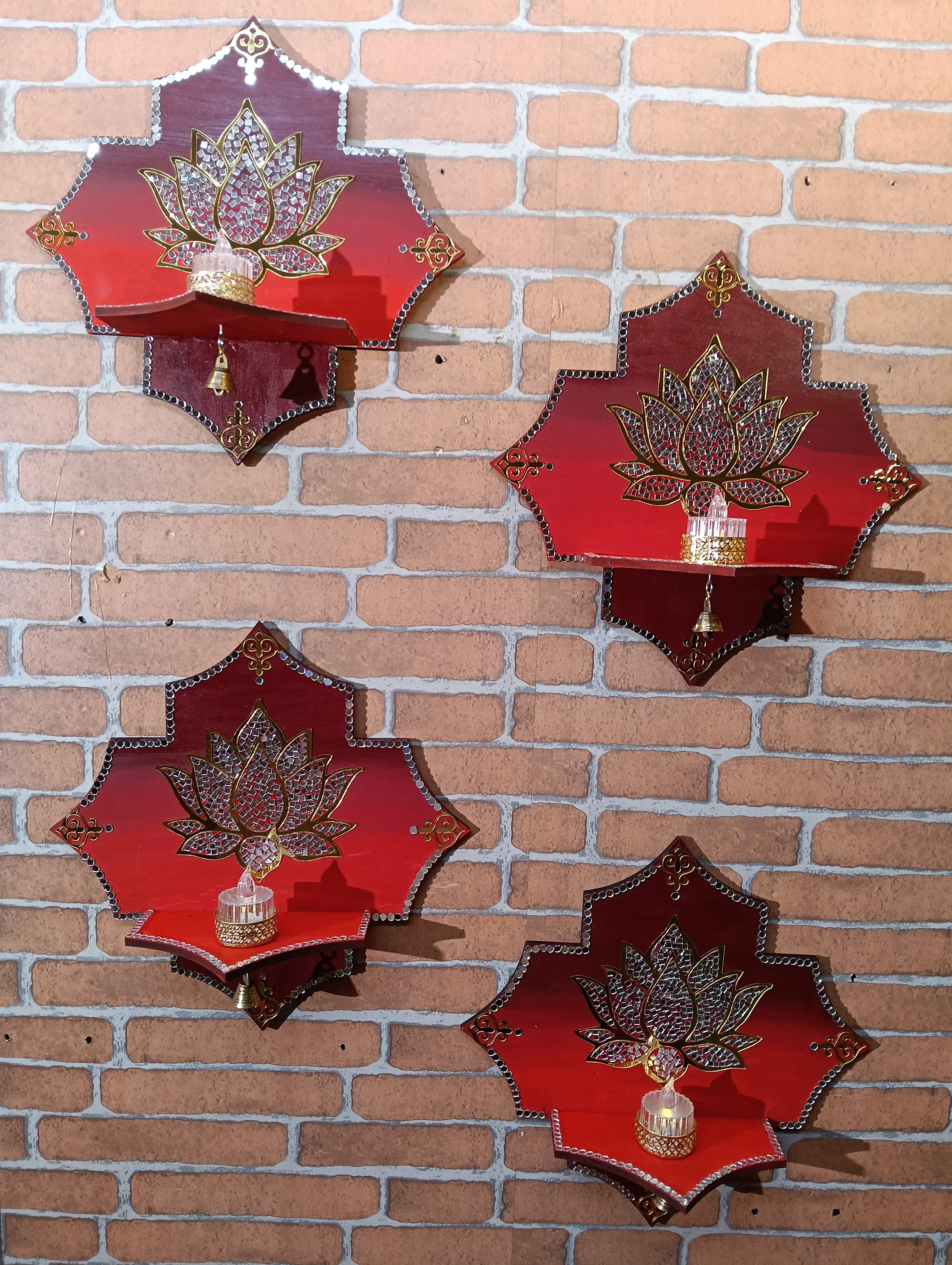 Lotus Wall Shelf — Red Set — Lotus by Ekaiva