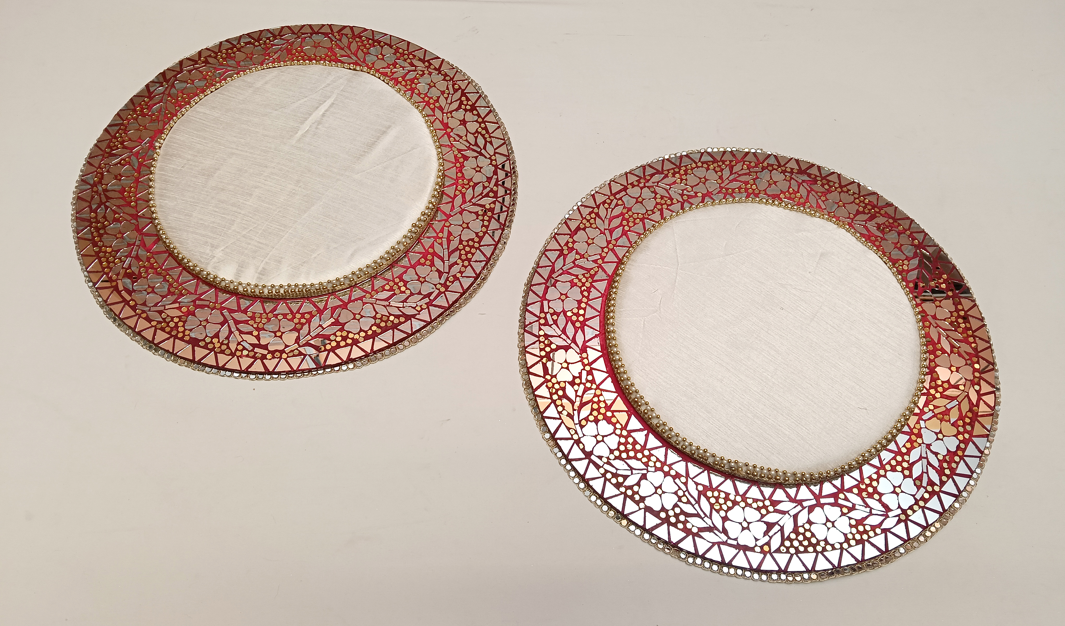 Floral Border Round Plates — Platter by Ekaiva