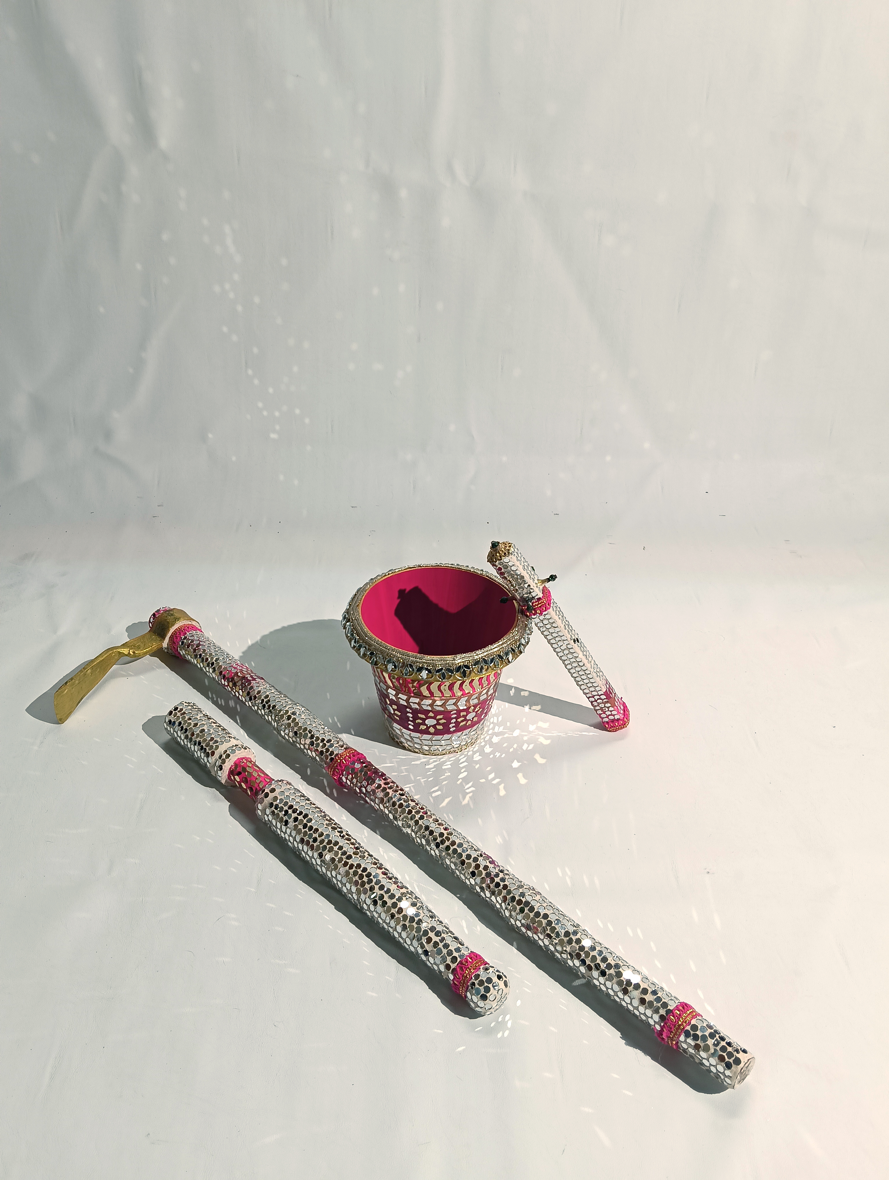 Pink Dandiya & Bucket Set — Wedding by Ekaiva